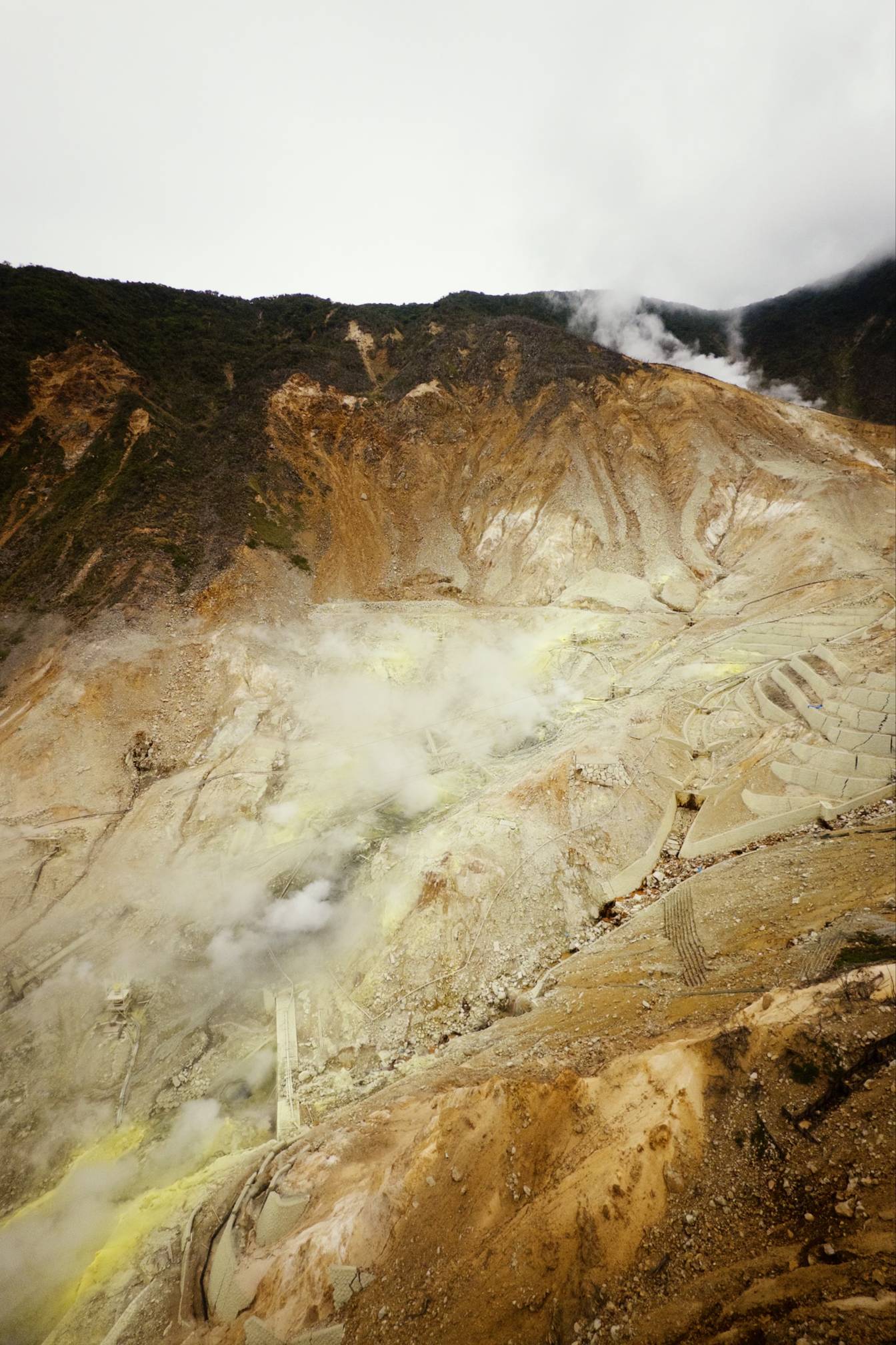 大涌谷的火山地热活动清晰可辨。